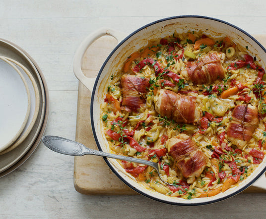 One-pan Chicken with Orzo & Pimientos