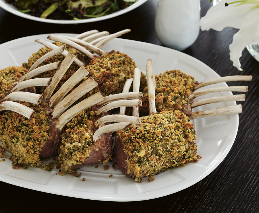 Roast Lamb Racks with Parmigiano & Caper Crust – Sabato