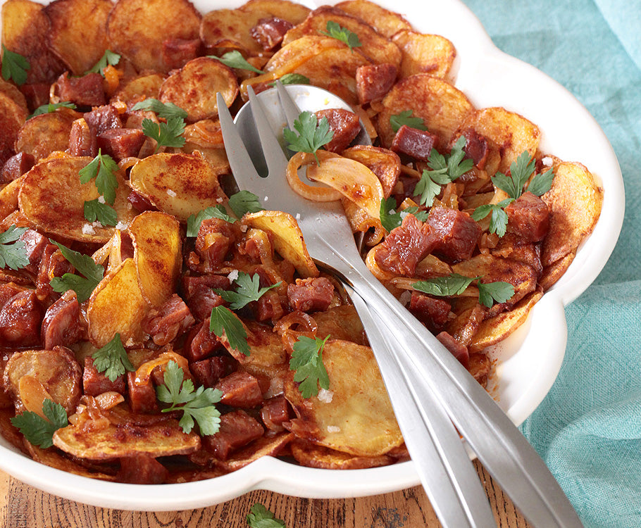 Warm Potato Salad with Smoked Paprika & Chorizo – Sabato
