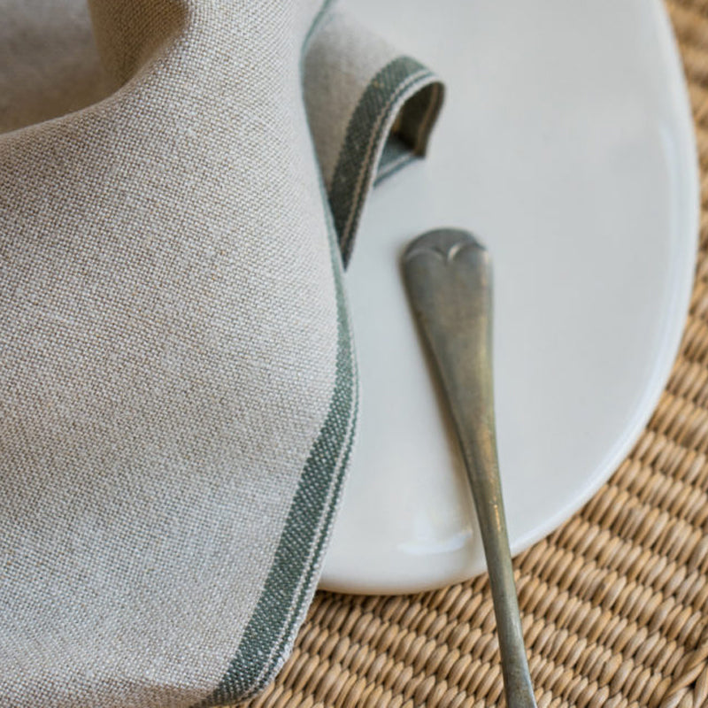 Mungo Selvedge Linen Napkin ~ Urban Olive | New Zealand Delivery | Sabato Auckland