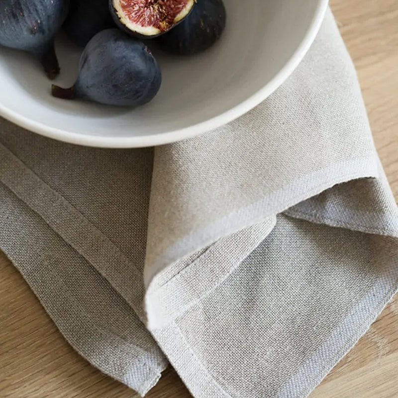 Mungo Selvedge Linen Napkin ~ White | New Zealand Delivery | Sabato Auckland