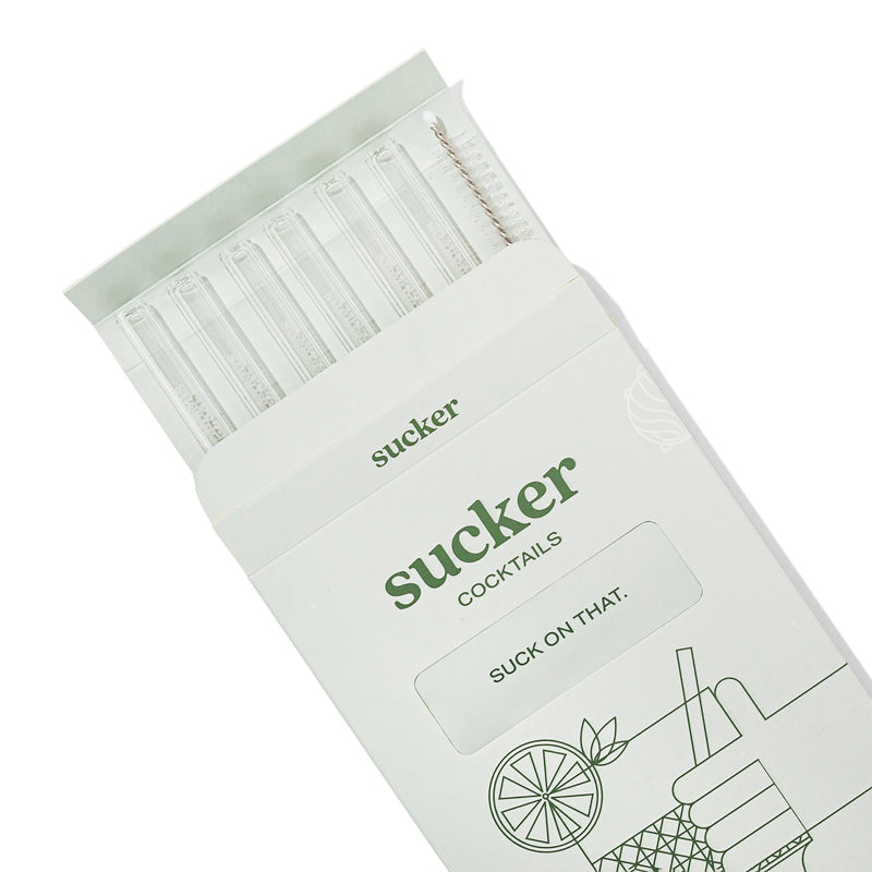 Sucker Cocktail Glass Straws ~ Transparent open box | New Zealand Delivery | Sabato Auckland