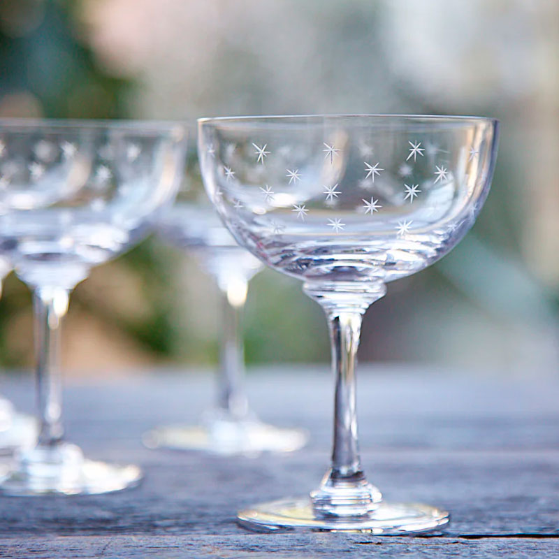 The Vintage List Crystal Champagne Saucers ~ Stars - Set of 2 | New Zealand Delivery | Sabato Auckland