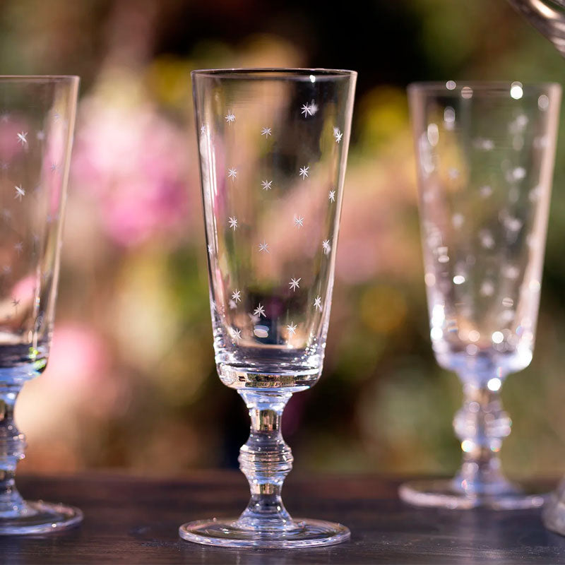 The Vintage List Crystal Champagne Flutes ~ Stars - Set of 4 | New Zealand Delivery | Sabato Auckland