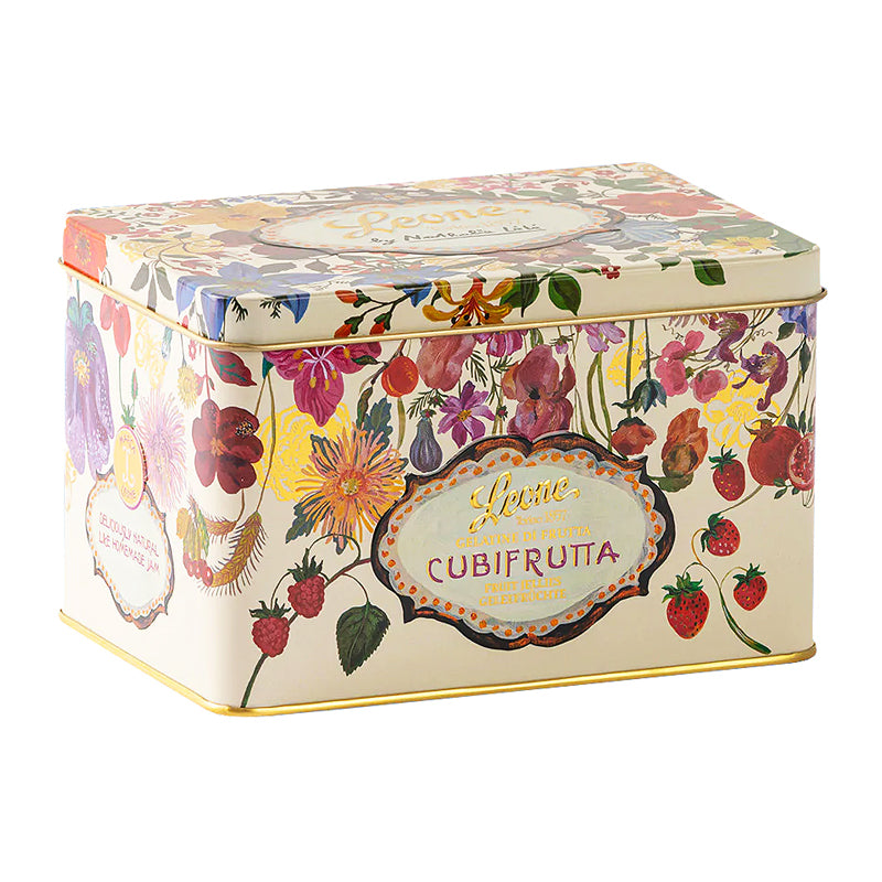 Leone Cubifrutta Fruit Jellies in Floral Tin 200g | Italian Confectionery | New Zealand Delivery | Sabato Auckland