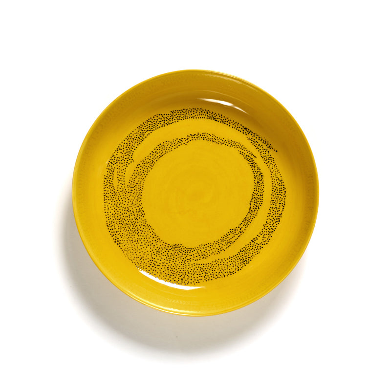 Ottolenghi High Plate ~ Sunny Yellow with Black Swirl