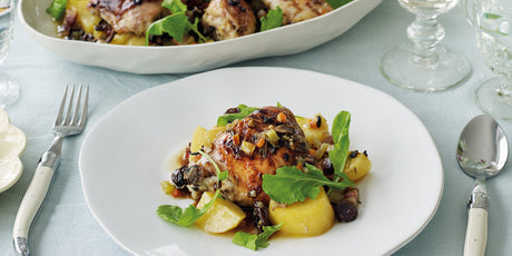 Sabato Recipe for Baked Chicken with Pancetta, Porcini & Potatoes