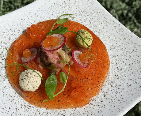 Citrus Cured Salmon with Pickled Cucumber and Apple Salad