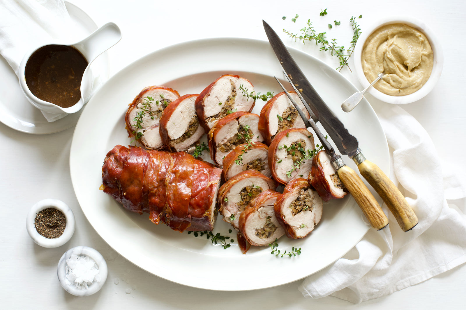 Prosciutto-Wrapped Turkey with Porcini & Chestnut Stuffing