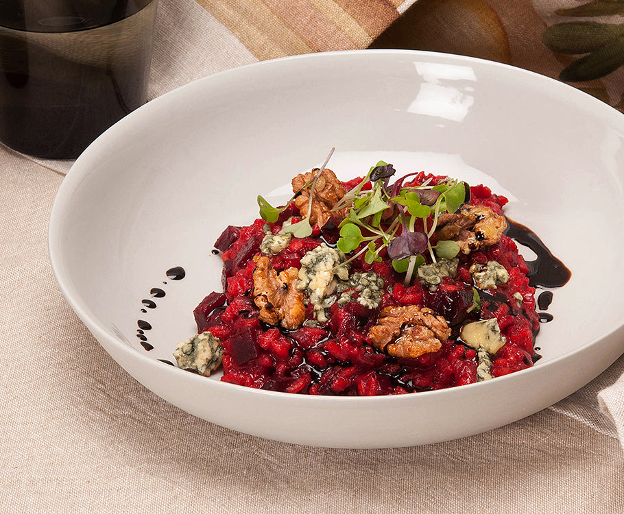 Sabato - Beetroot Risotto with Mt Eliza Blue Monkey Cheese & Walnuts
