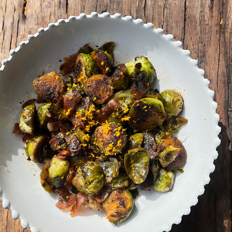 Brussels Sprouts with Black Garlic & Sherry Vinegar