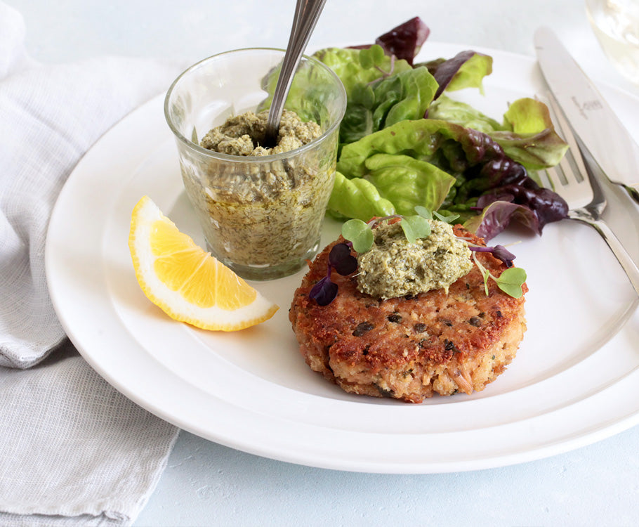 Callipo Tuna Fish Cakes with Dill & Almond Pesto