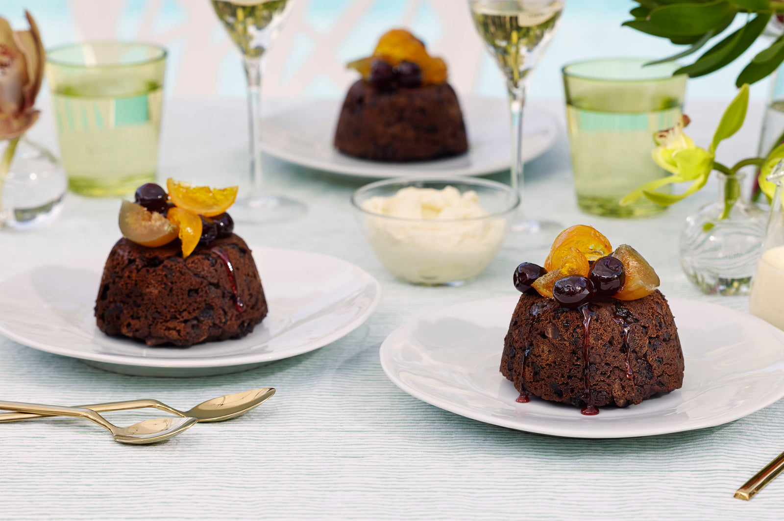 Chocolate Cherry Christmas Puddings