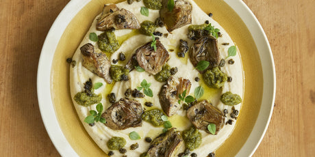 Grilled Artichokes on Haricot Bean Purée | Antipasto and Tapas Recipes for Entertaining