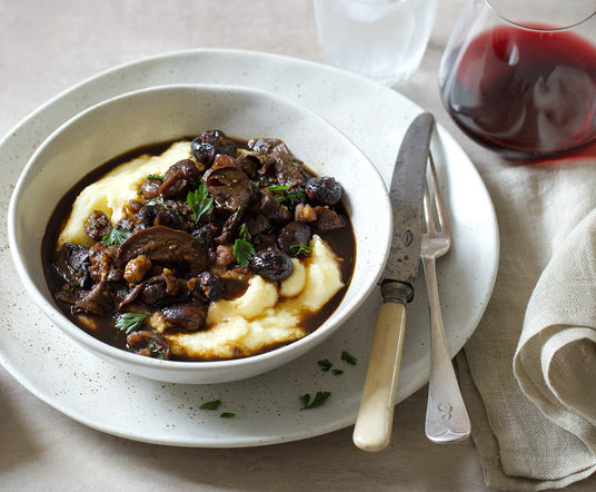 Porcini & Chestnut Sauce with Creamy Polenta