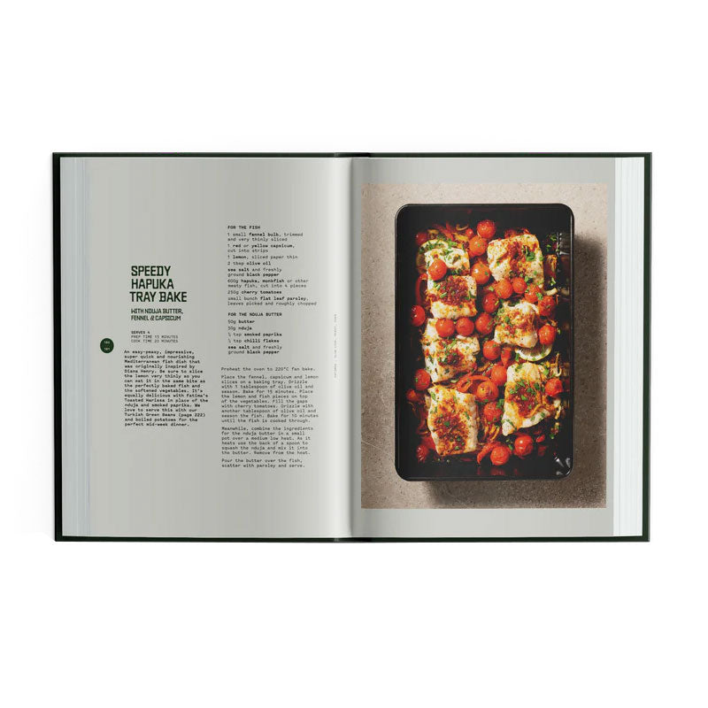 FATIMAS - The Cookbook - Speedy Hapuka Tray Bake Recipe | New Zealand Delivery | Sabato Auckland