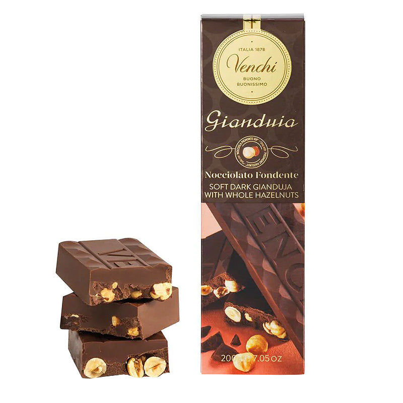 Venchi Dark Gianduja with Hazelnuts Soft Bar 200g | Buy Italian Chocolate in New Zealand | Sabato Auckland