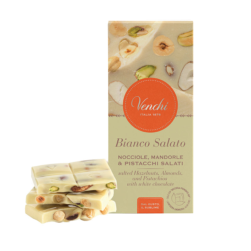 Venchi White Chocolate with Salted Nuts Tablet 95g | Italian Chocolate | New Zealand Delivery | Sabato Auckland
