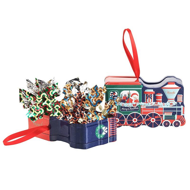 Venchi Train Tin 138g Open | Tin of Italian Christmas Chocolates | New Zealand Delivery | Sabato Auckland