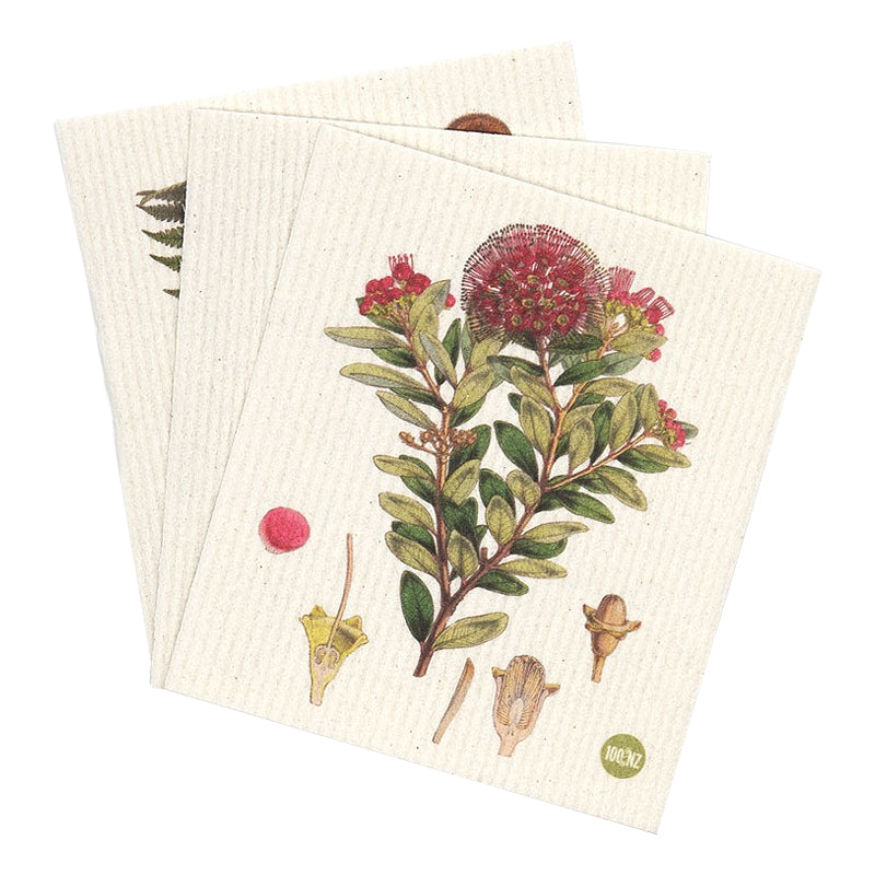 Botanical Illustrations Dishcloths Set of 3 | Sabato Auckland, New Zealand