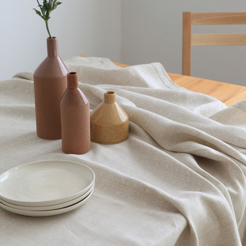 Mungo Cloverleaf Linen Tablecloth ~ Natural | New Zealand Delivery | Sabato Auckland