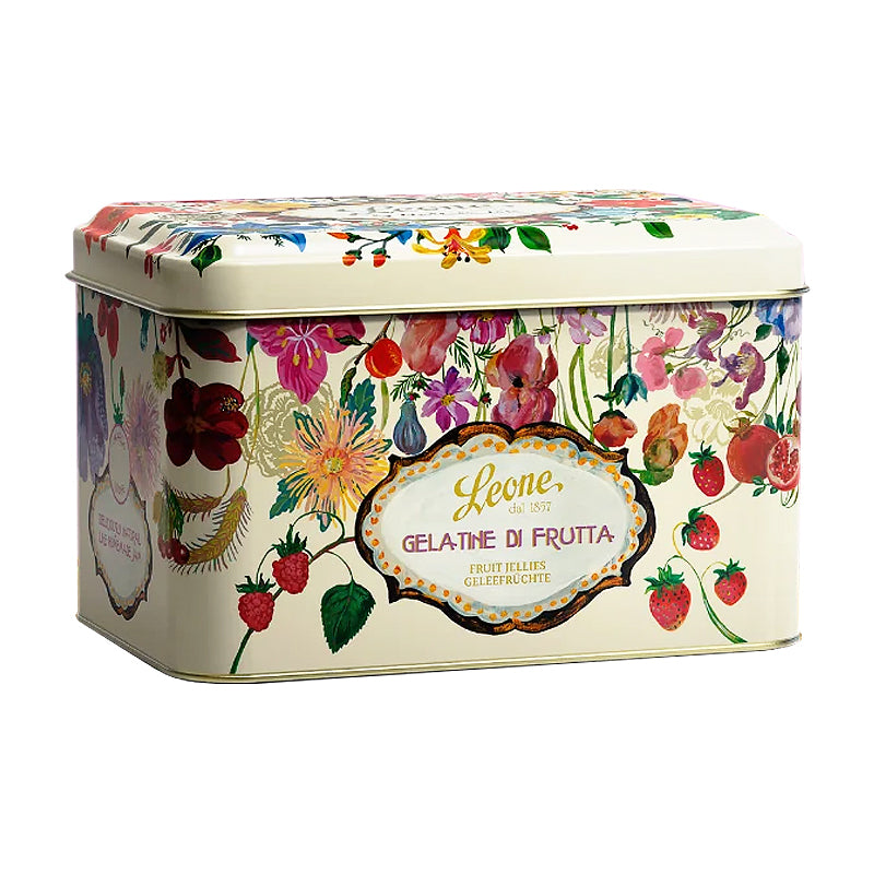 Leone Fruit Jellies in Floral Tin 200g | Italian Confectionery | New Zealand Delivery | Sabato Auckland