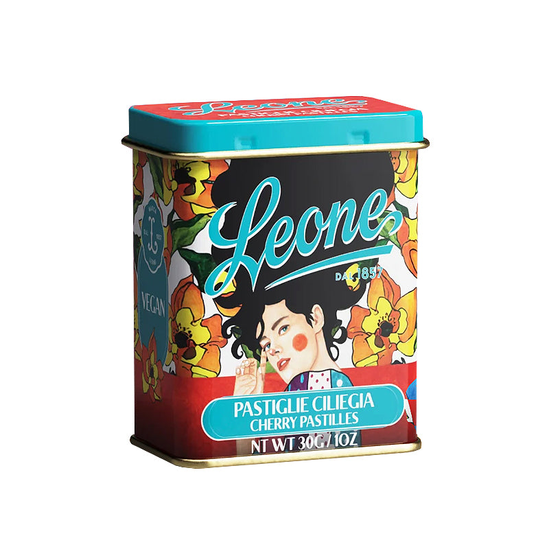 Leone Cherry Pastilles in Hulya Ozdemir Tin 30g | Traditional Italian Candies | New Zealand Delivery | Sabato Auckland