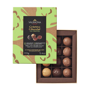 Load image into Gallery viewer, Valrhona Chocolate Truffles 12pc Gift Box 155g Open | Valrhona Chocolate New Zealand | Sabato Auckland
