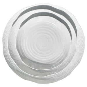 Textured Round Melamine Platter ~ White