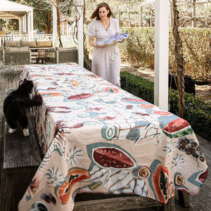 Load image into Gallery viewer, Bespoke Letterpress Linen Tablecloth ~ Summer Picnic
