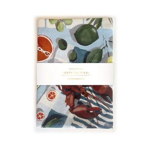 Load image into Gallery viewer, Bespoke Letterpress Tea Towel ~ Fish &amp; Citrus
