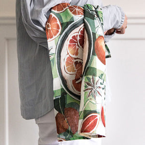 Load image into Gallery viewer, Bespoke Letterpress Tea Towel ~ Oranges
