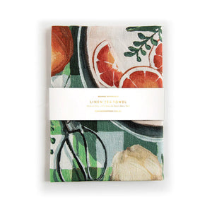 Load image into Gallery viewer, Bespoke Letterpress Tea Towel ~ Oranges
