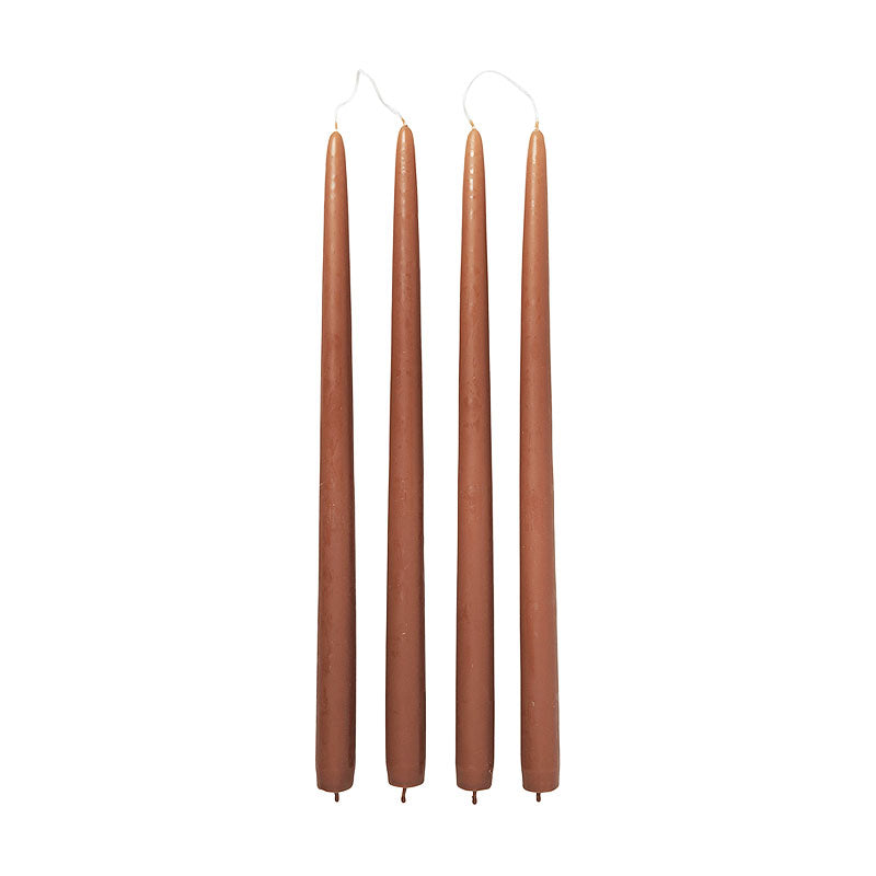 Broste Fine Taper Candles Set of 4 - Terracotta