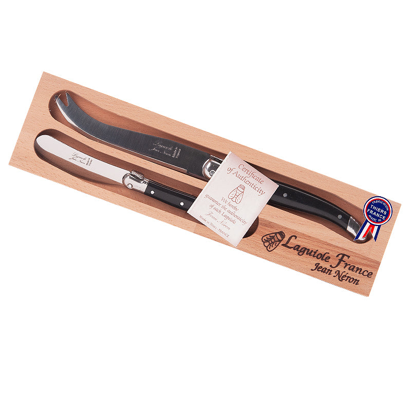 Laguiole Cheese Knife Set of 2 Black | Buy Laguiole French Cutlery Online | New Zealand Delivery | Sabato Auckland