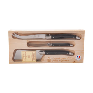 Load image into Gallery viewer, Laguiole Cheese Knife Set Wooden Box Black | Buy Laguiole French Cutlery Online | New Zealand Delivery | Sabato Auckland
