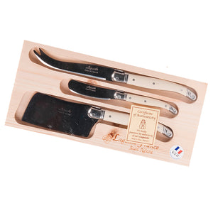 Load image into Gallery viewer, Laguiole Cheese Knife Set Wooden Box Ivory | Buy Laguiole French Cutlery Online | New Zealand Delivery | Sabato Auckland
