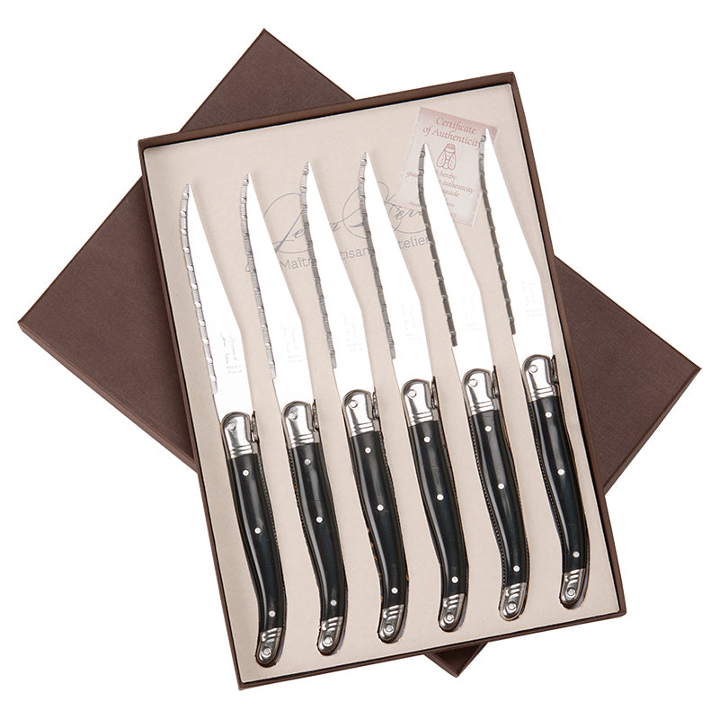 Laguiole Steak Knives Black | Buy Laguiole French Cutlery Online | New Zealand Delivery | Sabato Auckland