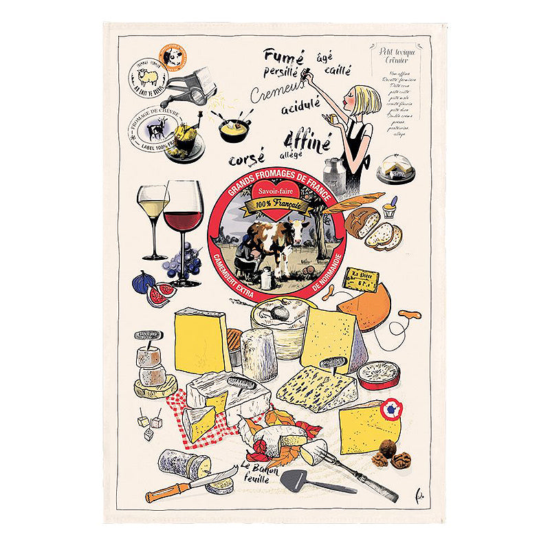 French Cotton Tea Towel ~ Cheese