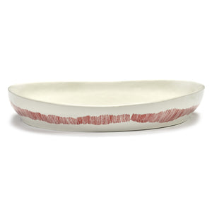 Ottolenghi Deep Serving Plate ~ White with Red Stripes