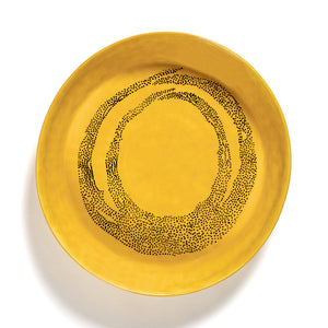 Load image into Gallery viewer, Ottolenghi Small Deep Serving Plate ~ Sunny Yellow with Black Swirl
