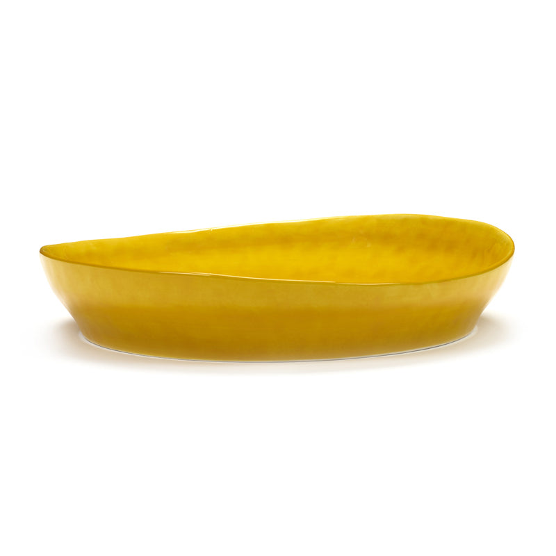 Ottolenghi Small Deep Serving Plate ~ Sunny Yellow with Black Swirl